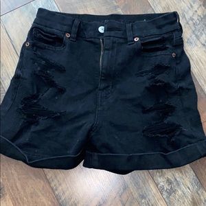 Black American Eagle Ripped Shorts